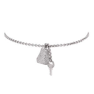 Hermes Small Kelly Clochette Chain Bracelet 18K White Gold with Pave Diamonds